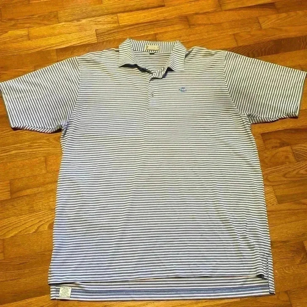 Peter Millar XL Blue & White Stripe Golf Shirt.